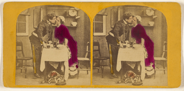 a stereogram of two people kissing