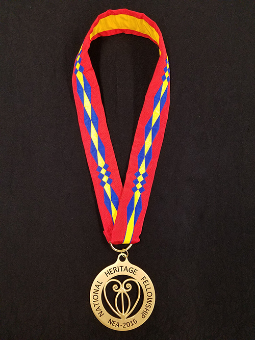 Medal with ribbon. 