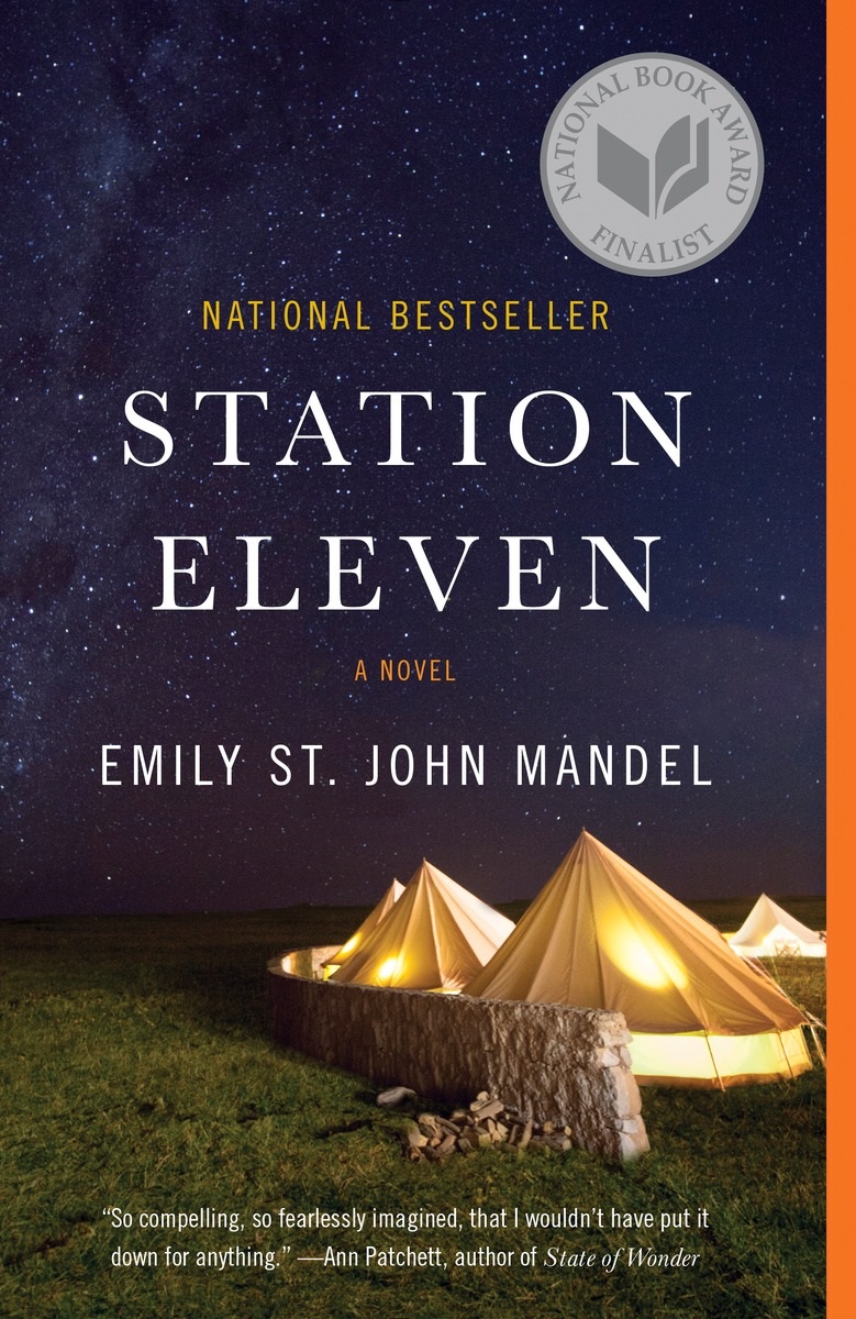Book cover: title and author name in white over a background of large night sky and canvas tents illuminated from within behind a stone wall 