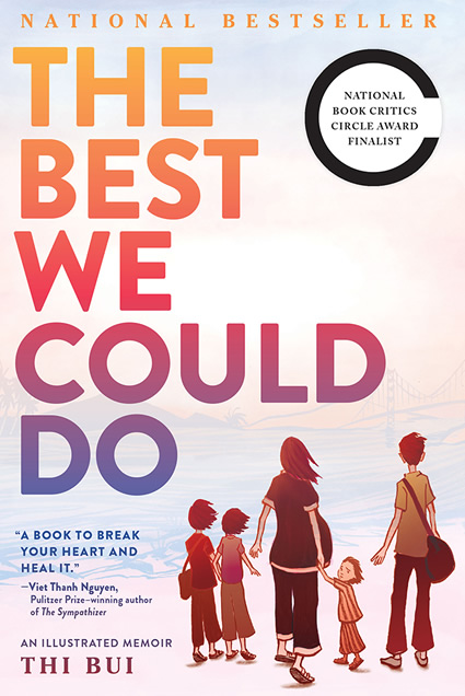 The Best We Could Do book cover with the title and an illustration of a family from behind looking at an urban landscape in the distance