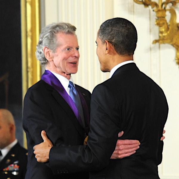 Pianist and music educator Van Cliburn receives the 2010 National Medal of Arts from President Barack Obama