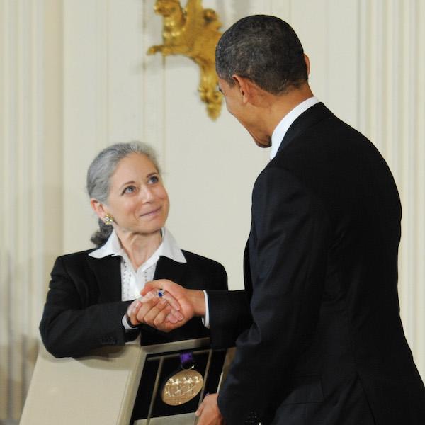 Executive and Artistic Director Ella Baff accepts the 2010 National Medal of Arts on behalf of Jacob’s Pillow Dance Festival from President Barack Obama