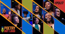 Graphic with photos of the nine poetry out loud finalists