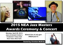 Headshots of 2015 NEA Jazz Masters and headshot of Christian McBride