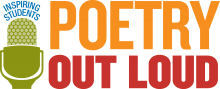 Logo for the Poetry Out Loud program - a microphone and words