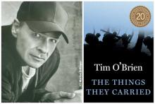 diptych of Tim O'Brien headshot with cover of The Things They Carried
