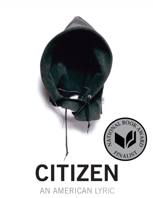 White book cover with title and author in bold black type with a hood place in the top center. Also a seal with National Book Award Finalist 